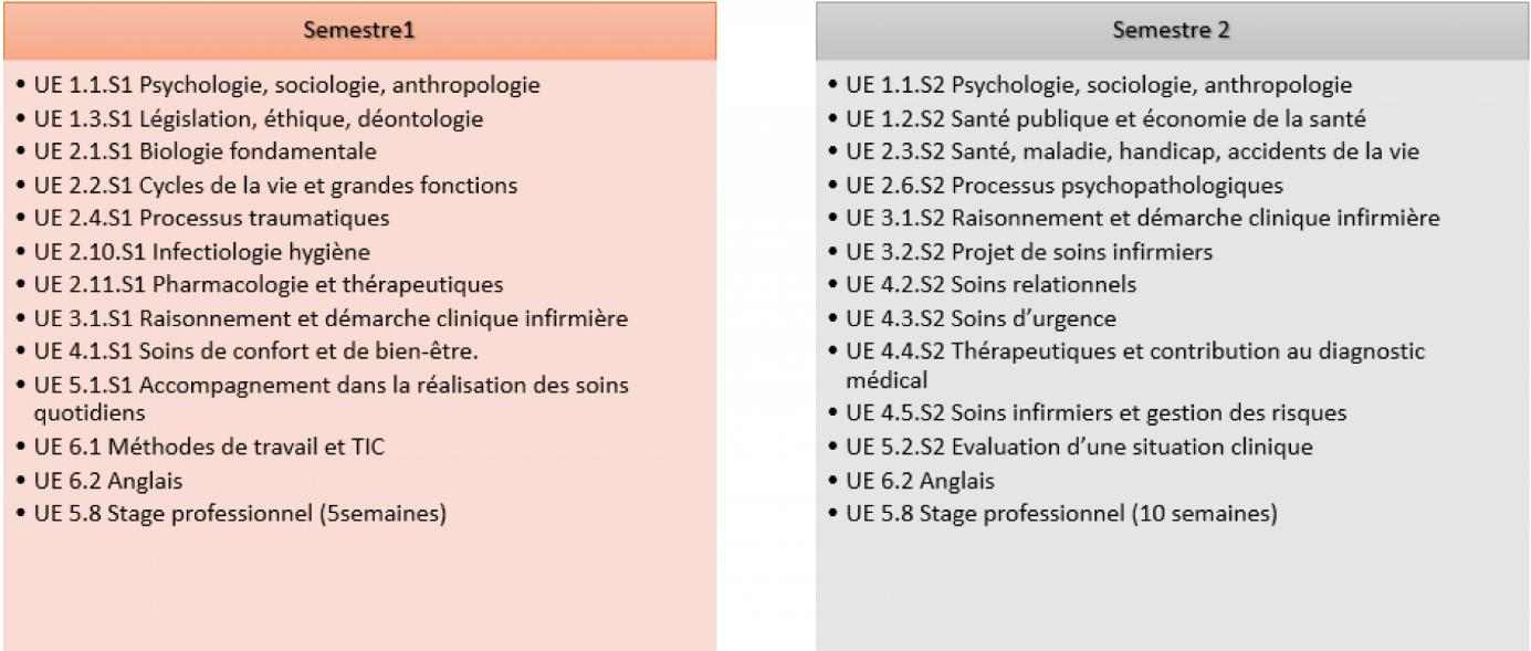 Formation infirmière - Semestre 1 et 2